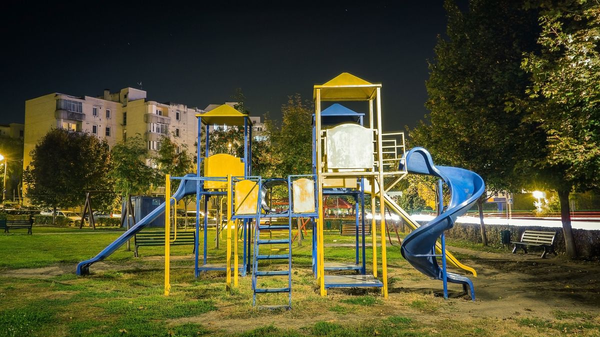 Urban,Playground,At,Night