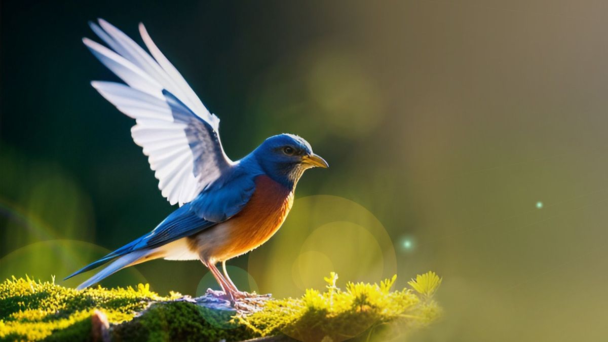 Natural,Background,And,A,Small,Blue,Bird,Perched,On,A