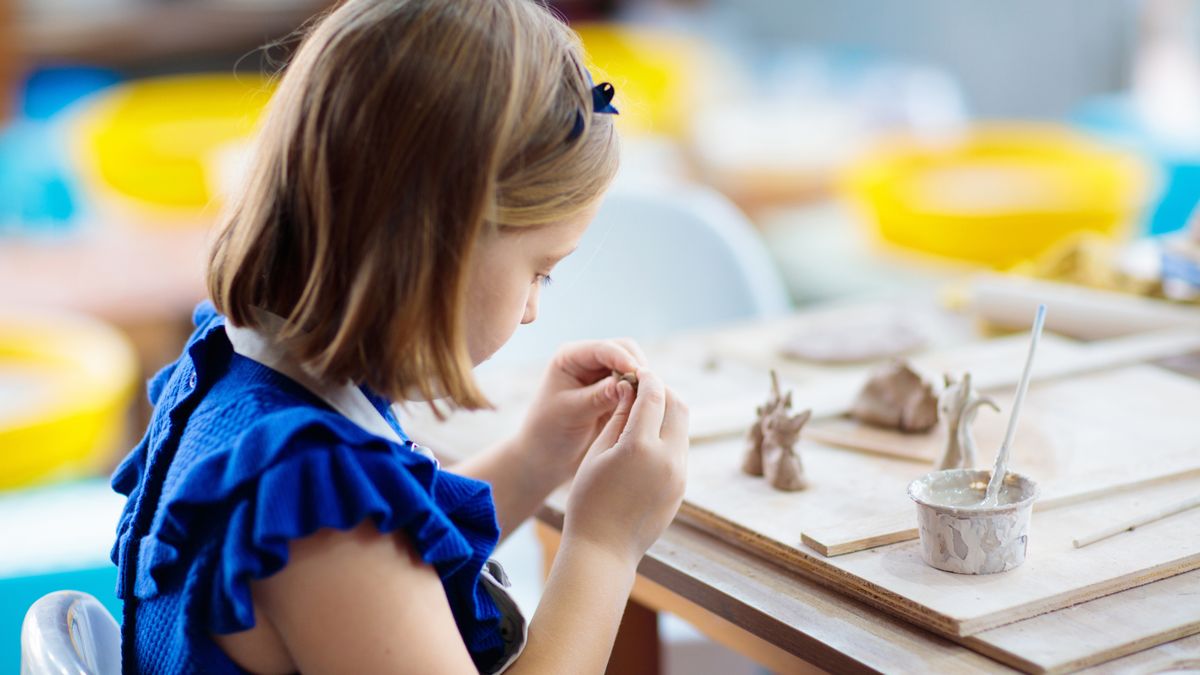 Child,Working,On,Pottery,Wheel.,Kids,Arts,And,Crafts,Class