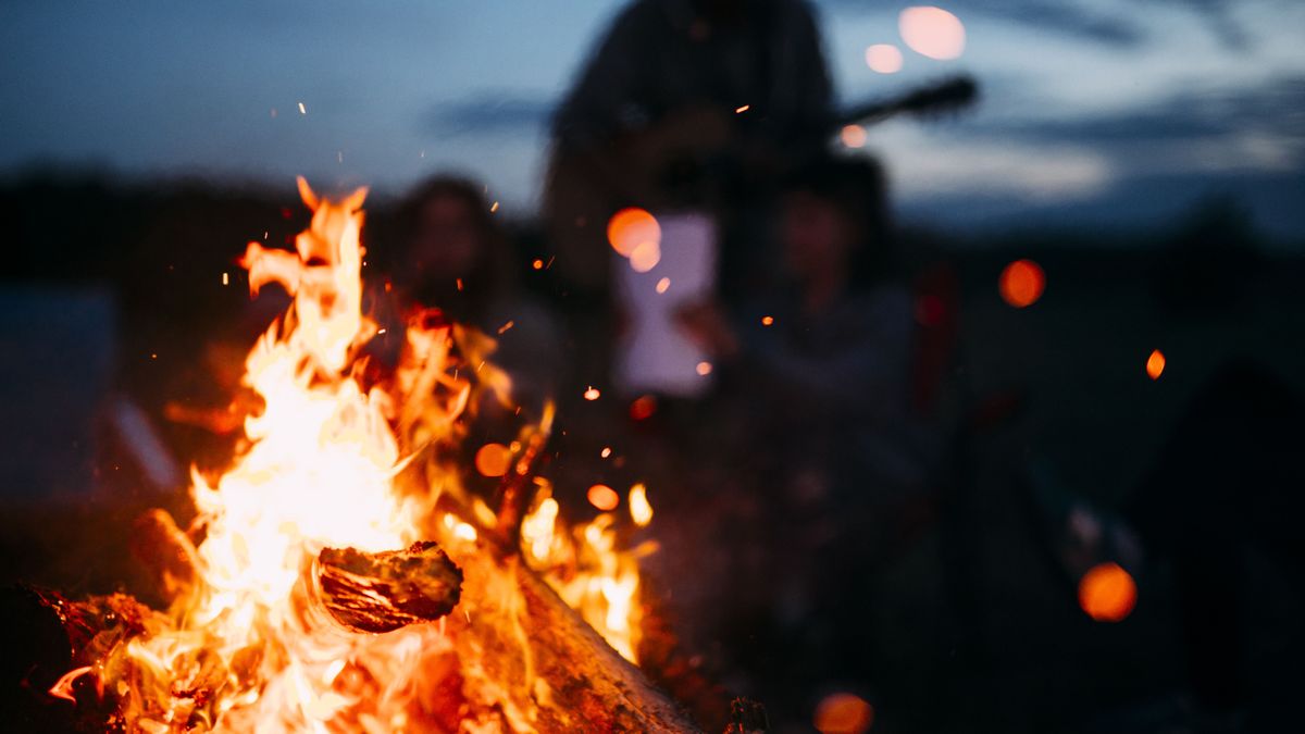 Bonfire,With,Sparks,Flying,Around