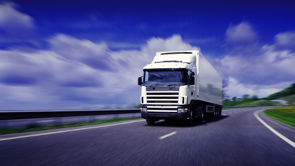 Lorry driving on motorway (Digital Enhancement)