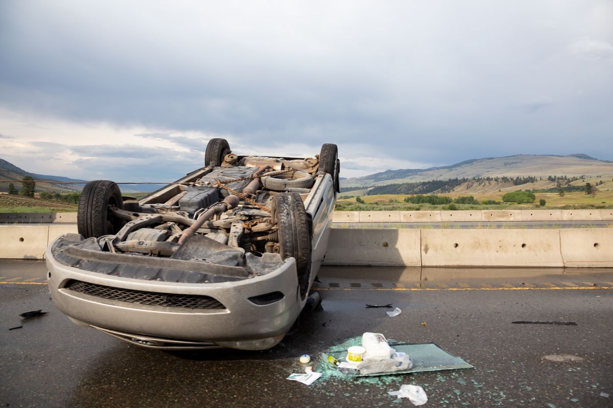 Merritt,,Bc,,Canada,-,June,21,,2018:,Car,Flipped,Upside