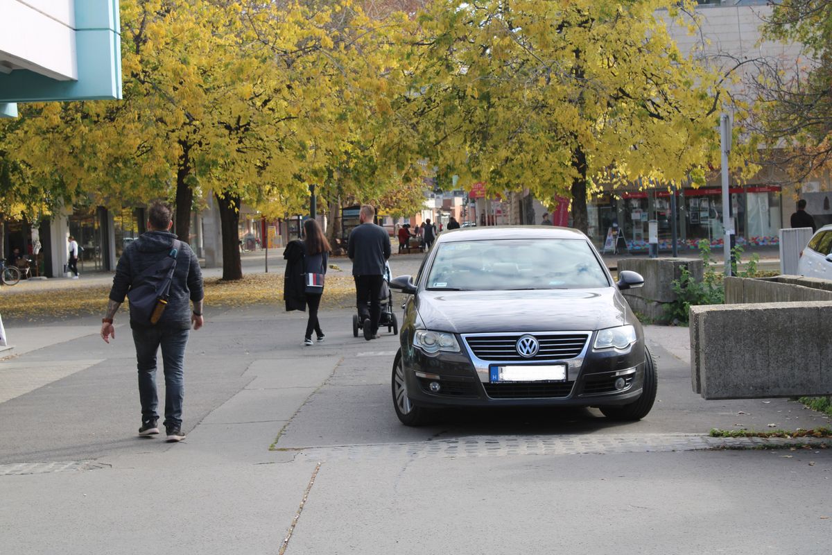 parkolás zöldterületen, parkolás, Szolnok, autó, közterület-felügyelet, parkoló