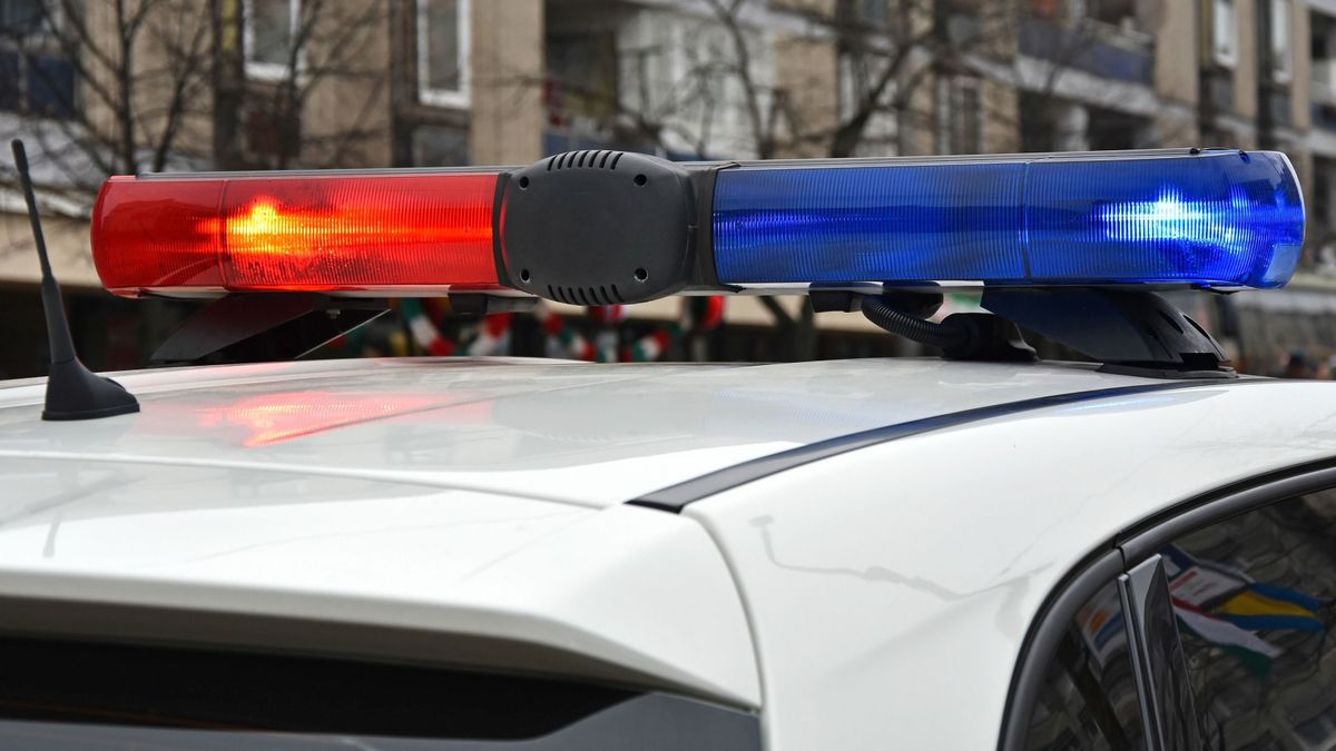Police car lights on the street