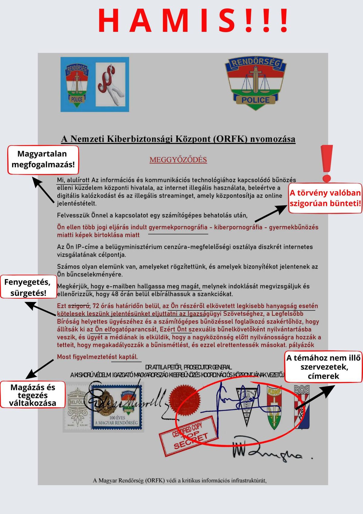 email a rendőrség nevében