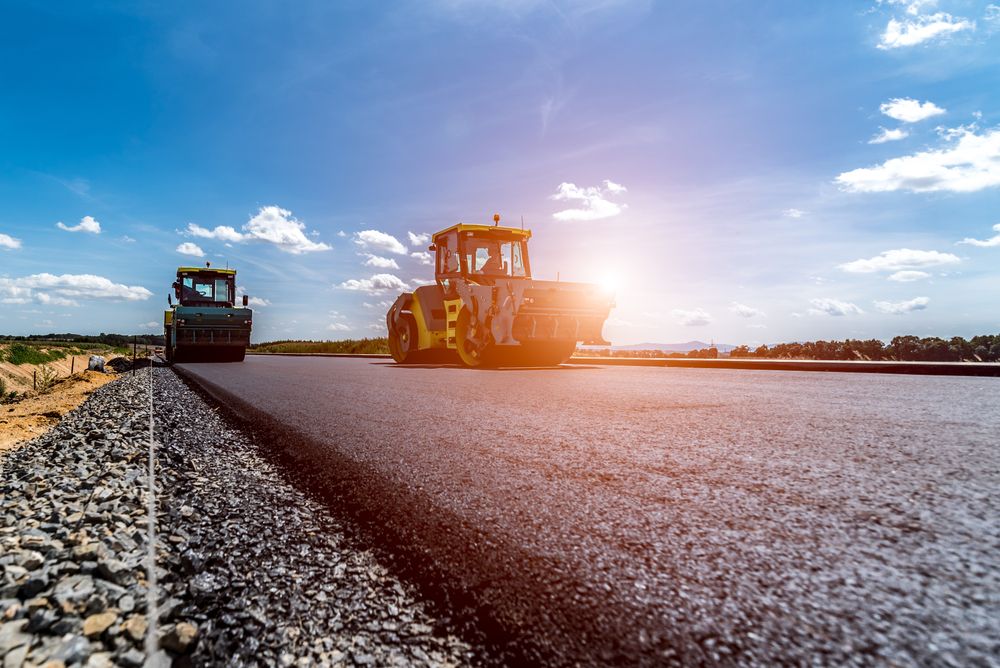 Sunset,Above,The,Road,Roller,Working,On,The,New,Road