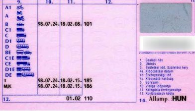 Fontos jelentése van a jogosítványban szereplő 110-es kódnak.